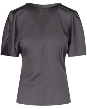 Victoria Beckham Zip-Front Short-Sleeved Top - Grey