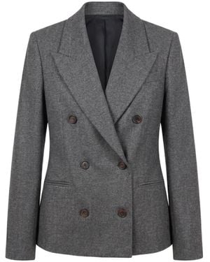 Brunello Cucinelli Double-Breasted Peak-Lapel Jacket - Grey