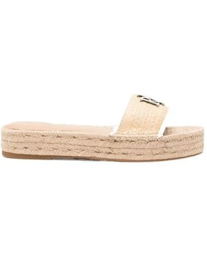 Ralph Lauren Logo-Plaque Raffia Espadrilles - Natural