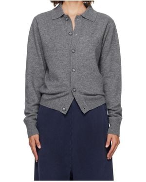 Entire studios Button-Front Long-Sleeve Knit Top - Grey