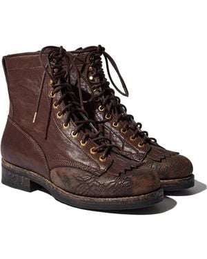 Visvim Distressed Lace-Up Boots - Brown