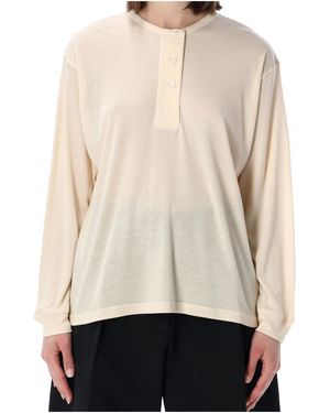 Studio Nicholson Round Neck Long-Sleeved Top - Natural
