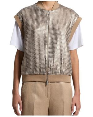 Peserico Sequin-Embellishment Zip-Up Gilet - Multicolour