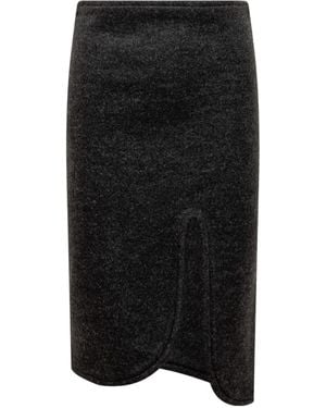 Victoria Beckham Padded-Trim Midi Skirt - Black