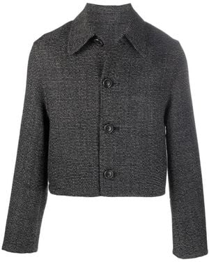 Ami Paris Textured Cropped Jacket - Grey