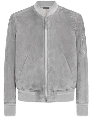 Tom Ford Long Sleeve Leather Jacket - Gray