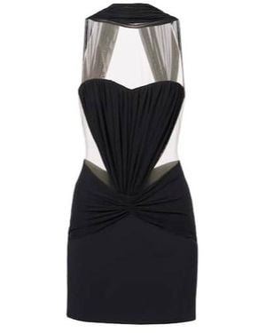David Koma Scarf-Detail Ruched Minidress - Black