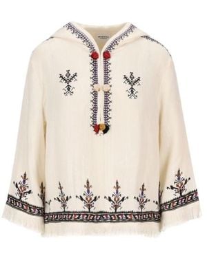 Isabel Marant Isabel Marant Étoile Embroidered Fringed Edge Top - Natural