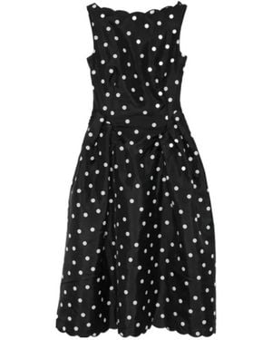 Stine Goya Polka-Dot Scalloped Midi Dress - Black