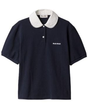 Miu Miu Piqué Polo Shirt - Blue