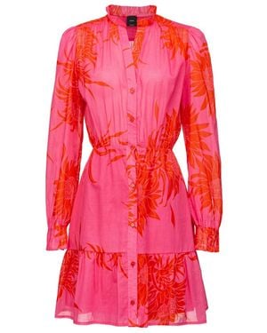 Pinko Floral Printed Long-Sleeved Dress - Red