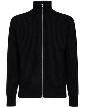 MM6 by Maison Margiela Long Sleeved Zipped Knitted Jumper - Black