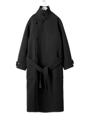 Lemaire Single-Breasted Wrapped Coat - Black