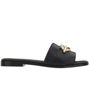 Ferragamo Square Head Slippers - Black