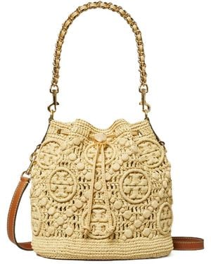 Tory Burch 'T Monogram' Crossbody Bag With Logo Embroidery And C - Metallic