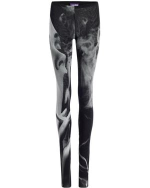 Jean Paul Gaultier Mesh Flare Trousers Printed 'Smoking - Black