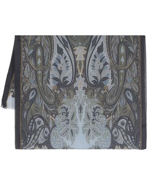 Etro Paisley-Jacquard Scarf - Grey