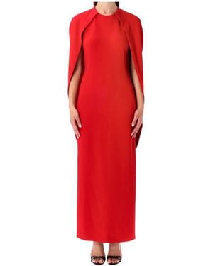 Alberta Ferretti Cape Draped Gown - Red