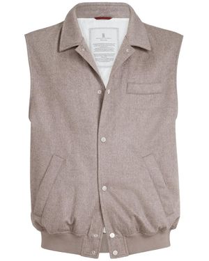 Brunello Cucinelli Flannel Padded Gilet - Grey