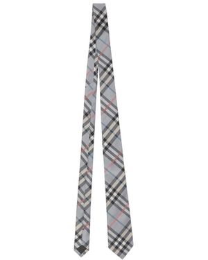 Burberry Check Silk Tie - White