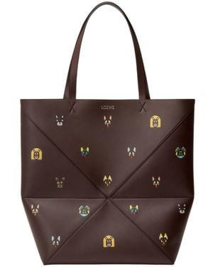 Loewe Printed Square-Panel Tote Bag - Brown