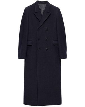 Prada Double-Breasted Wool Coat - Blue