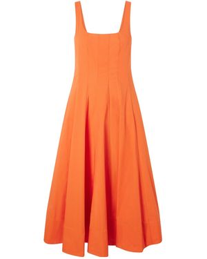 STAUD Square Neck Midi Dress - Orange