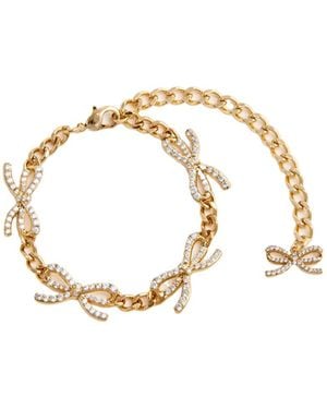 Self-Portrait Bow Embellished Chain-Linked Bracelet - Metallic