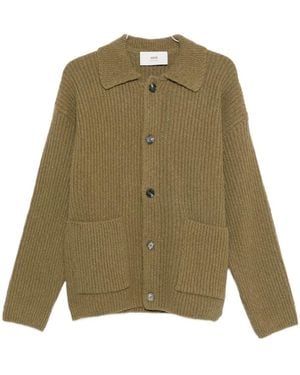 Ami Paris Ribbed Cardigan - Green