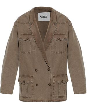Isabel Marant Double-Breasted Long-Sleeved Denim Jacket - Brown