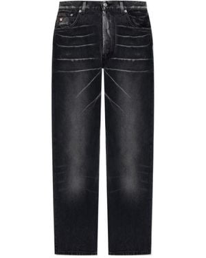 Moschino Logo-Plaque Faded-Wash Jeans - Black