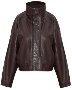 AllSaints Ryder Zip-Front Leather Jacket - Brown