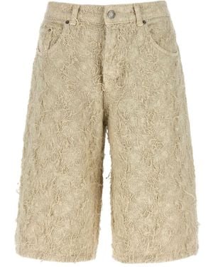 Haikure Becky Fur Denim Bermuda Shorts - Natural
