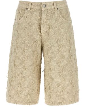 Haikure Becky Fur Denim Bermuda Shorts - Natural