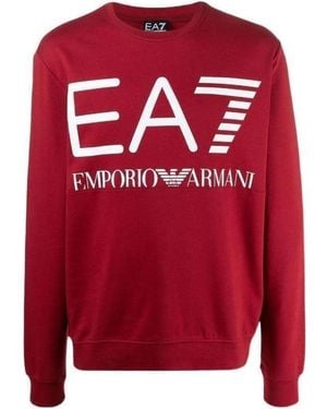 EA7 Logo-Print Cotton Sweatshirt - Red