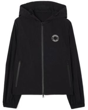 Burberry Logo Graphic Nylon Hooded Jacket - Black