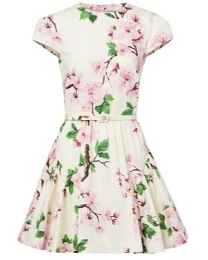 Oscar de la Renta Floral Cotton-Blend Minidress - White