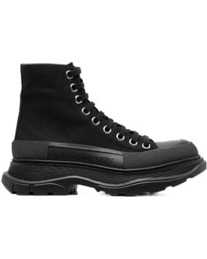McQueen Tread Slick Lace-Up Boots - Black