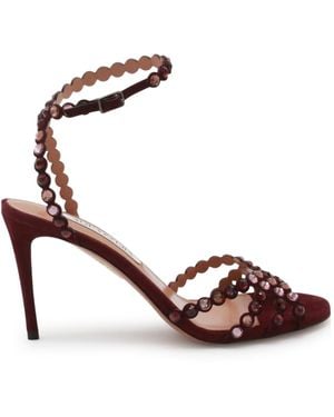 Aquazzura Suede Tequila Sandals 85 - Red