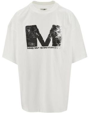 MM6 by Maison Margiela Newspaper Printed T-Shirt - White