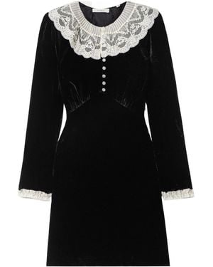 Doen Velvet Dress With Lace Trim - Black
