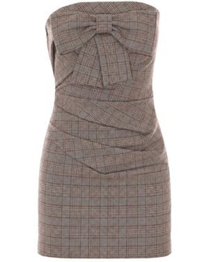 Aniye By Cleo Bow Check Mini Dress - Brown