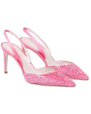 Rene Caovilla Embellished Satin Slingback Sandals - Pink