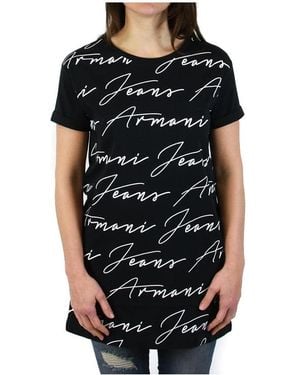 Armani Jeans Printed Lettered T-Shirt - Black
