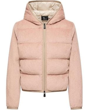 Moncler Grenoble Padded Fleece Hooded Jacket - Pink