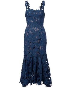 Oscar de la Renta Guipure Lace Midi Dress - Blue