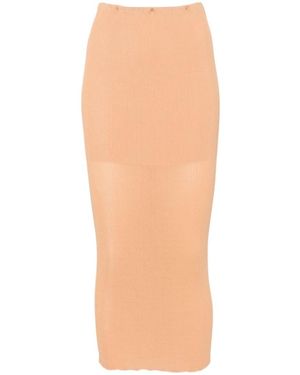 Alberta Ferretti Ribbed Midi Skirt - White