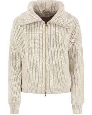 Herno Eternity Chunky-Knit Zip-Up Cardigan - White