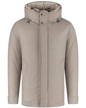 Woolrich High Neck Hooded Down Jacket - Grey