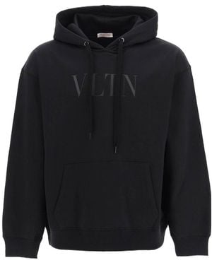 Valentino Vltn Logo Printed Drawstring Hoodie - Blue